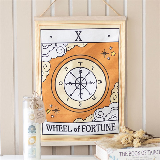 The Wheel of Fortune Vintage Tarot Wall Hanging, image 1 of 4