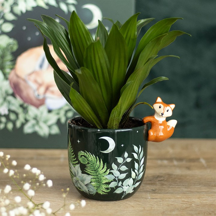 Green Forest Plant Pot with Fox, image 1 of 5