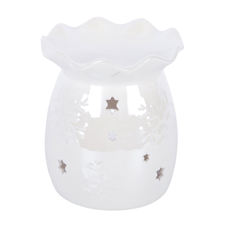 Iridescent White Snowflake Oil Burner and Wax Warmer, image 3 of 6