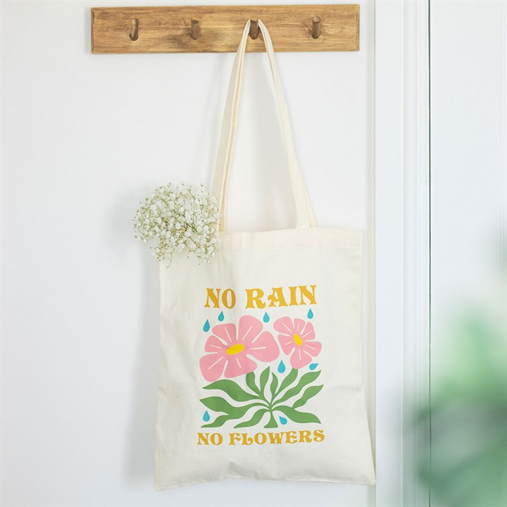 No Rain, No Flowers Tote Bag, image 1 of 4