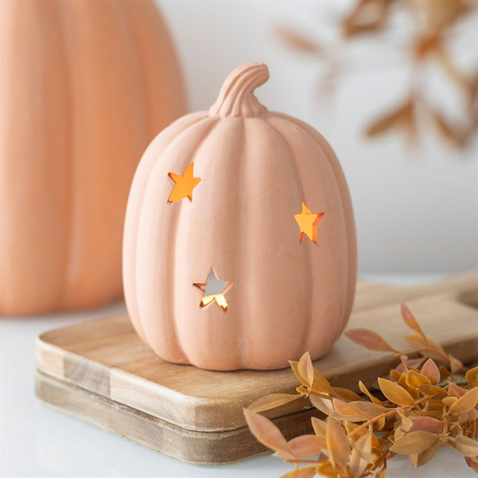9cm Terracotta Pumpkin Tealight Holder, image 1 of 5