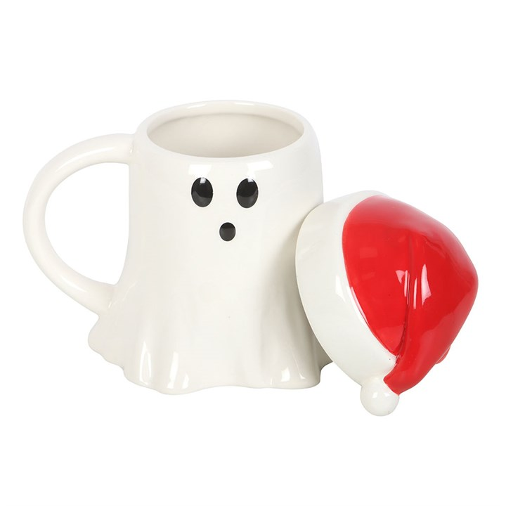 Ghost Shaped Mug with Santa Hat Lid, image 3 of 6