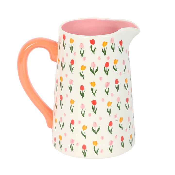Tulip Print Ceramic Flower Jug, image 3 of 6