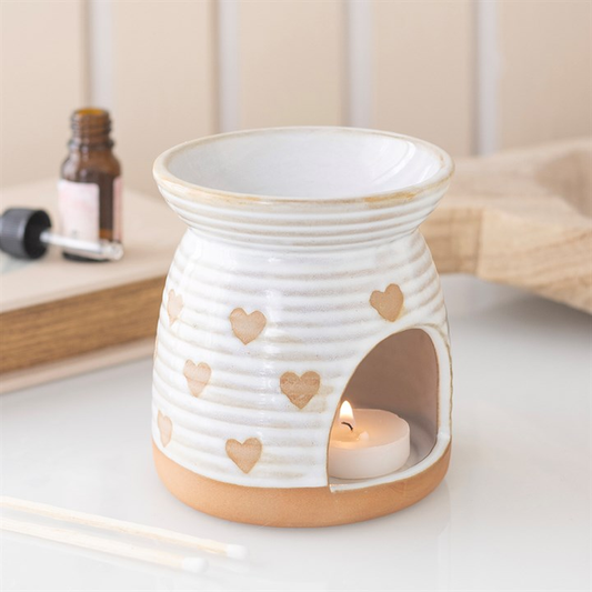 Beige Heart Print Oil Burner, image 1 of 6