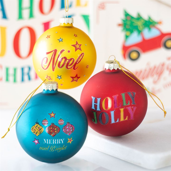 Set of 3 Nostalgic Christmas Glass Baubles, image 1 of 3