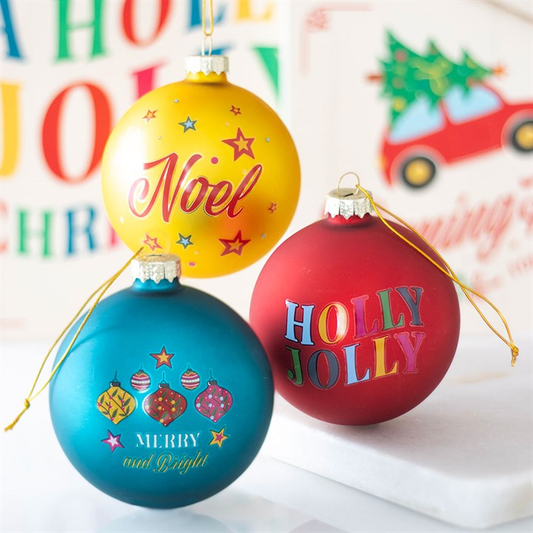 Set of 3 Nostalgic Christmas Glass Baubles, image 1 of 3