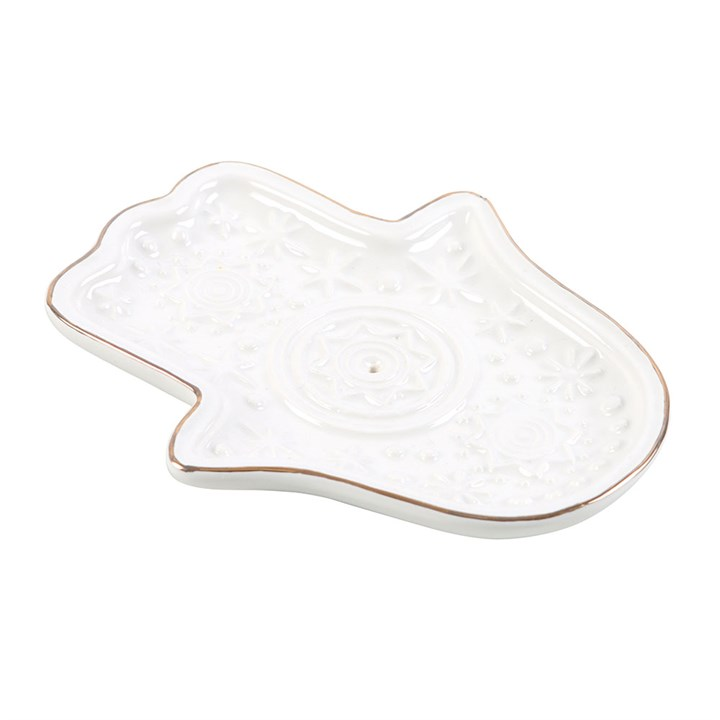 White Hand of Hamsa Incense Holder and Trinket Dish, image 4 of 4