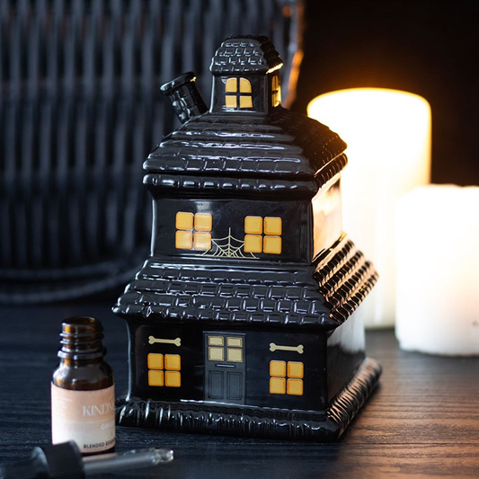 Black Haunted House Oil Burner and Wax Warmer, image 1 of 5