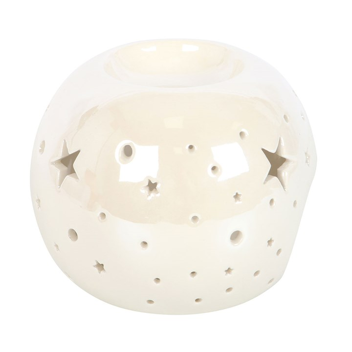White Iridescent Star Oil Burner and Wax Warmer, image 5 of 7