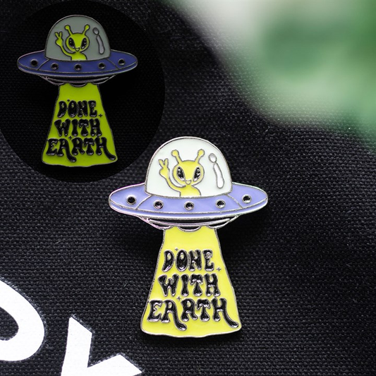 Glow in the Dark UFO Enamel Pin Badge, image 1 of 5