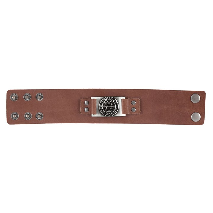Viking Compass Leather Cuff Bracelet, image 3 of 4