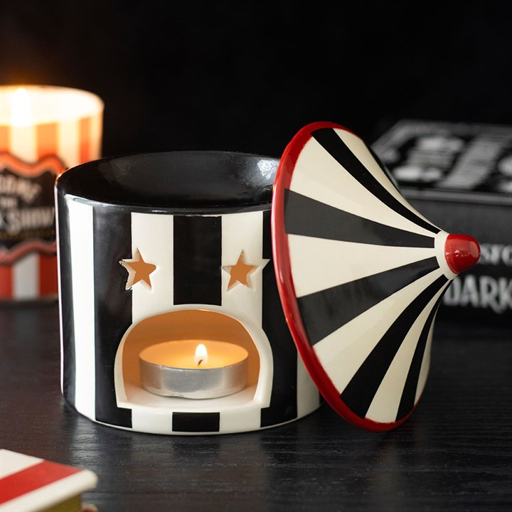 Black Striped Circus Tent Oil Burner, image 1 of 7