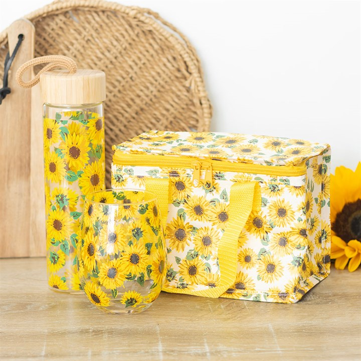 Sunflower Print Glass Water Bottle, image 5 of 5