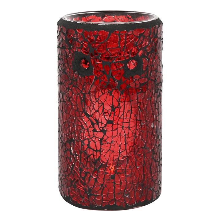 Red Pillar Crackle Glass Oil Burner and Wax Warmer, image 3 of 5