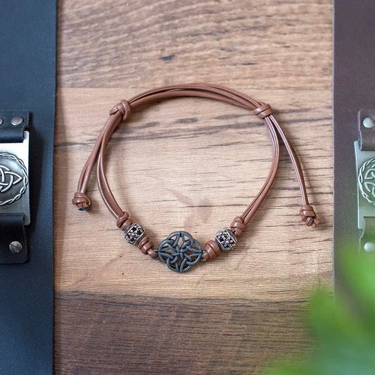 Brown Celtic Shield Knot Cord Bracelet, image 1 of 5