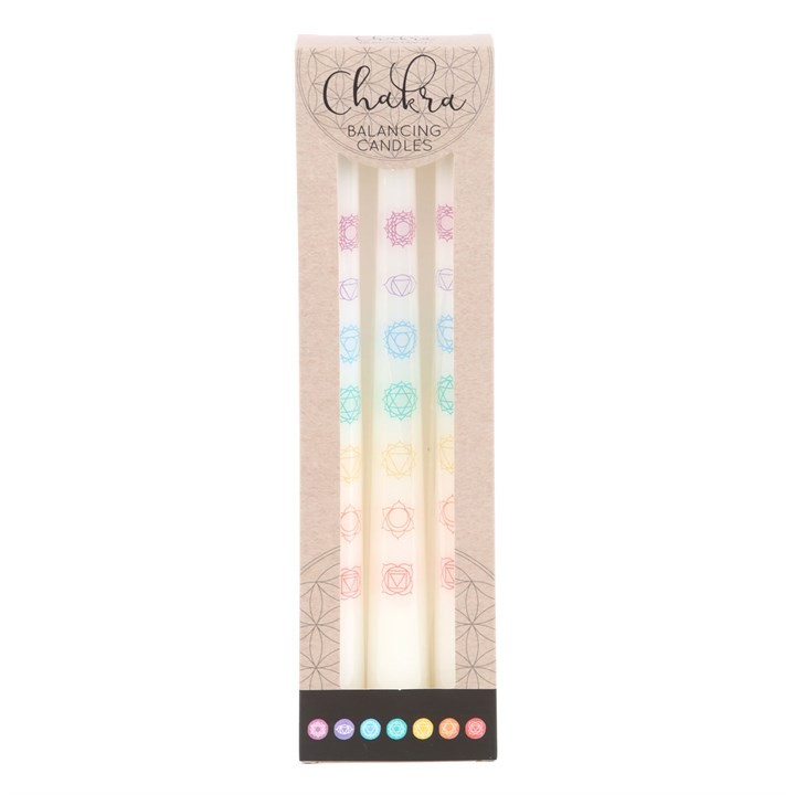 Set of 3 Chakra Balancing Taper Dinner Candles, image 3 of 6