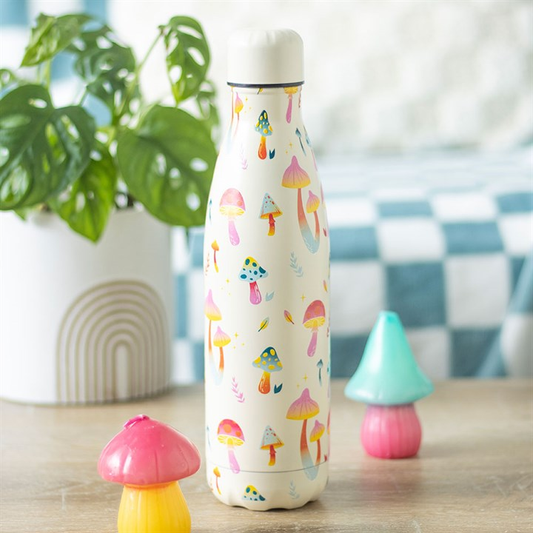 Funky Fungi Mushroom Print Metal Water Bottle, image 1 of 3