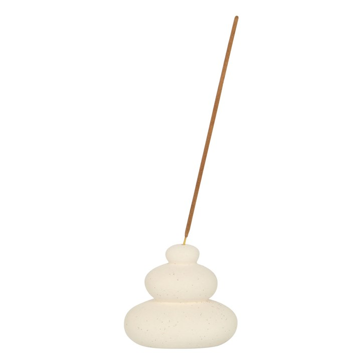 Cream Speckle Balancing Stones Incense Stick Holder, image 2 of 6