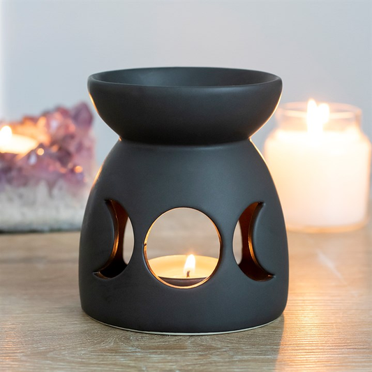 Black Triple Moon Cut Out Oil Burner, image 1 of 5