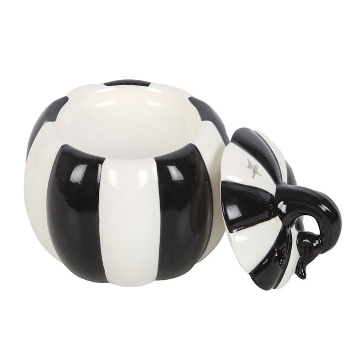 Black and White Striped Pumpkin Oil Burner, image 4 of 6