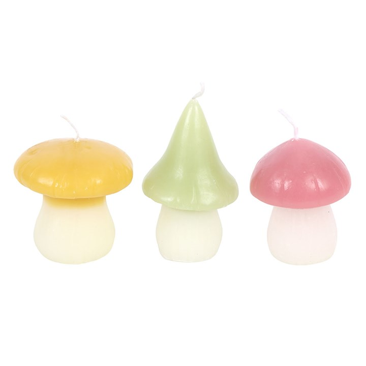 Set of 3 Pastel Mushroom Candles, image 3 of 4