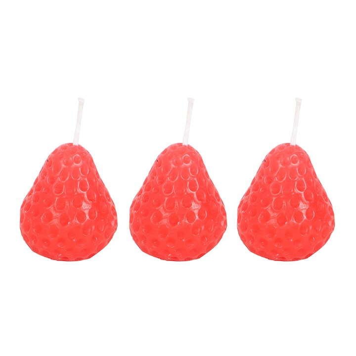 Set of 3 Strawberry Shaped Candles, image 2 of 4