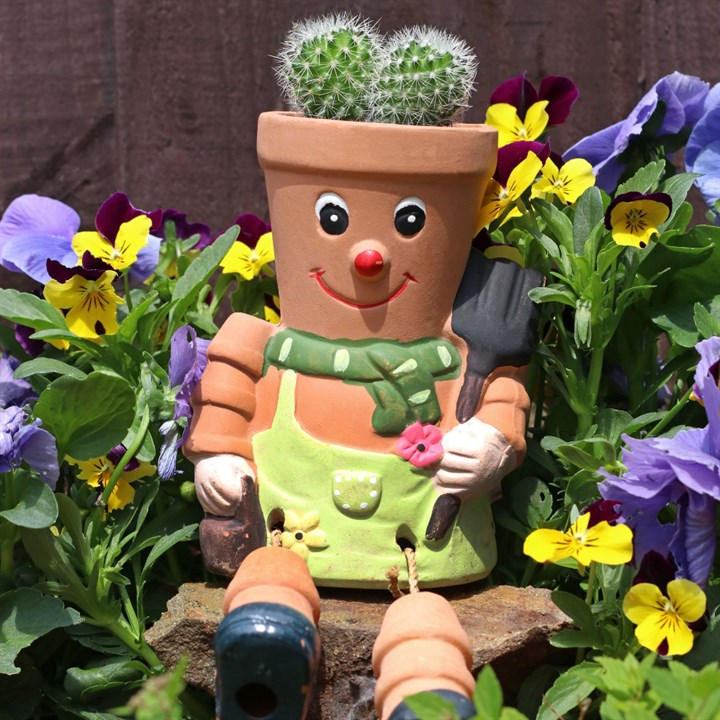Terracotta Pot Man Planter, image 1 of 4
