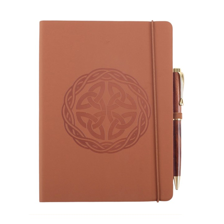 Celtic Shield Knot A5 Faux Leather Notebook with Pen, image 3 of 6