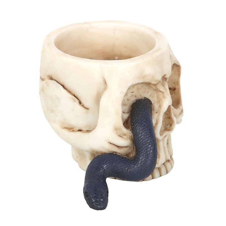 Skull Tealight Holder with Snake, image 3 of 5
