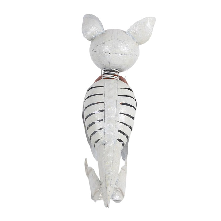 Metal Skeleton Dog Ornament with Pumpkin, image 5 of 5