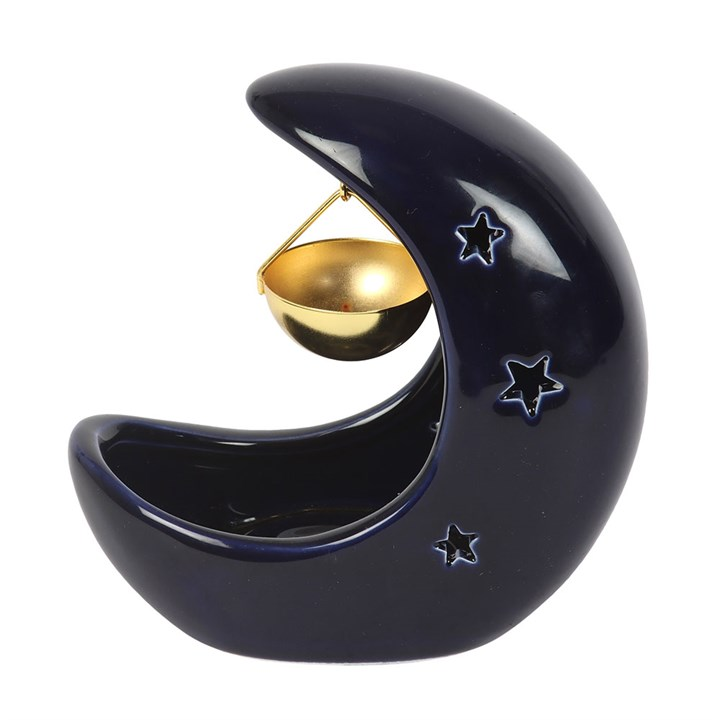 Blue Crescent Moon Hanging Oil Burner, image 3 of 5