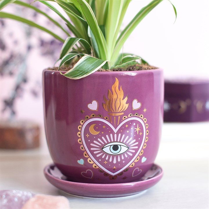 Sacred Sight Heart Plant Pot with Saucer, image 2 of 7