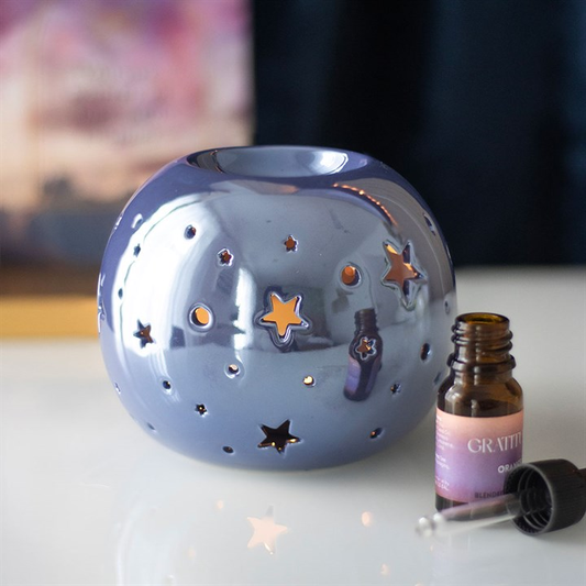Purple Iridescent Star Oil Burner and Wax Warmer, image 1 of 6