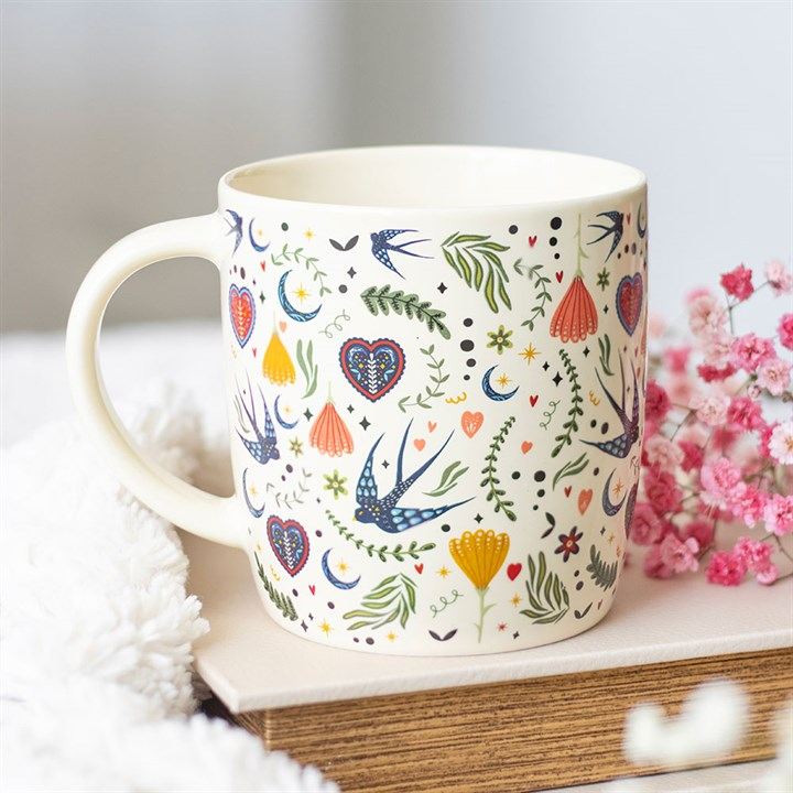 Cream Midnight Bloom Print Mug, image 2 of 6