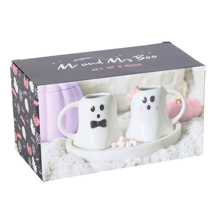 Mr and Mrs Boo Ghost Shaped Mug Set, image 4 of 5