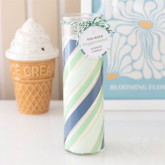 Candy Stripe Peppermint Tube Candle, image 1 of 5
