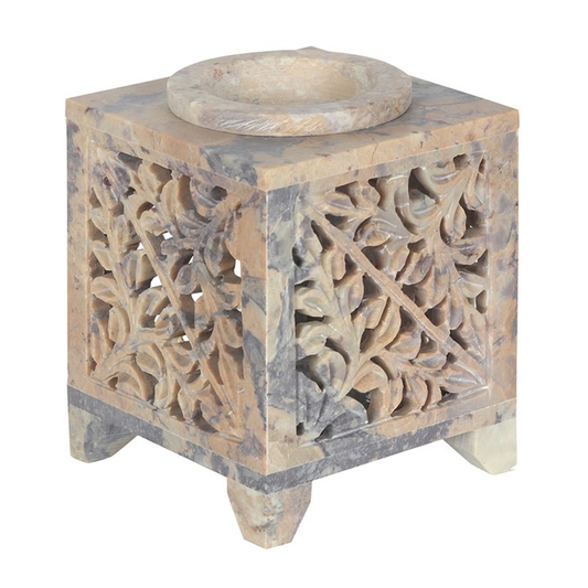 Moroccan Arch Cutout Soapstone Oil Burner, image 1 of 2