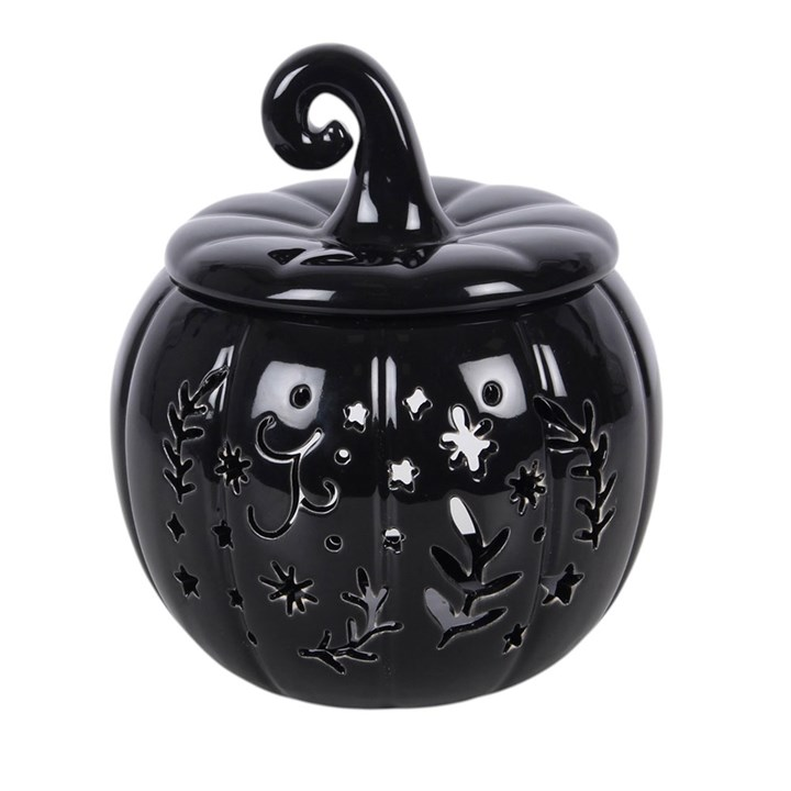 Black Folk Pumpkin Oil Burner and Wax Warmer, image 2 of 4