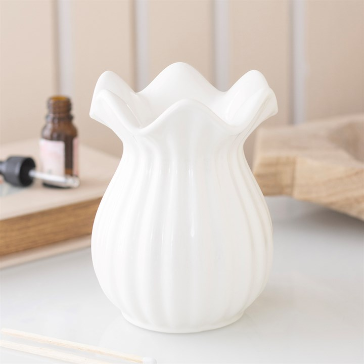 White Pleated Flare Oil Burner, image 2 of 6