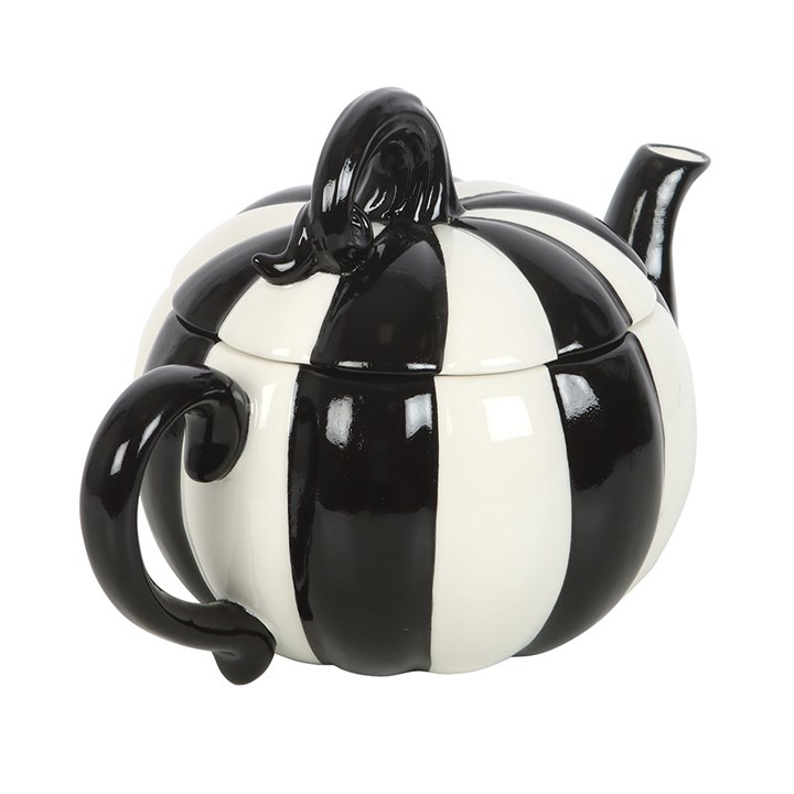 Black and White Striped Pumpkin Teapot, image 4 of 5