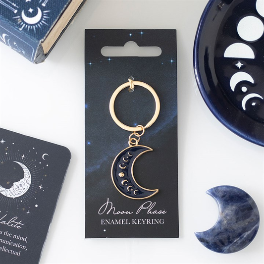 Blue Moon Phase Crescent Moon Keyring, image 1 of 4
