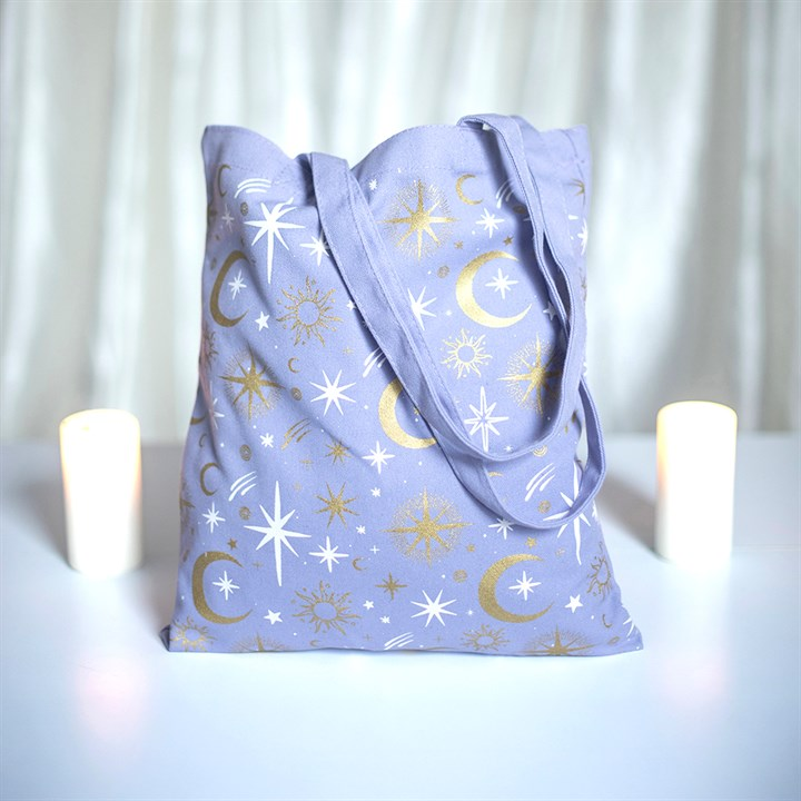 Purple Celestial Print Tote Bag, image 1 of 4