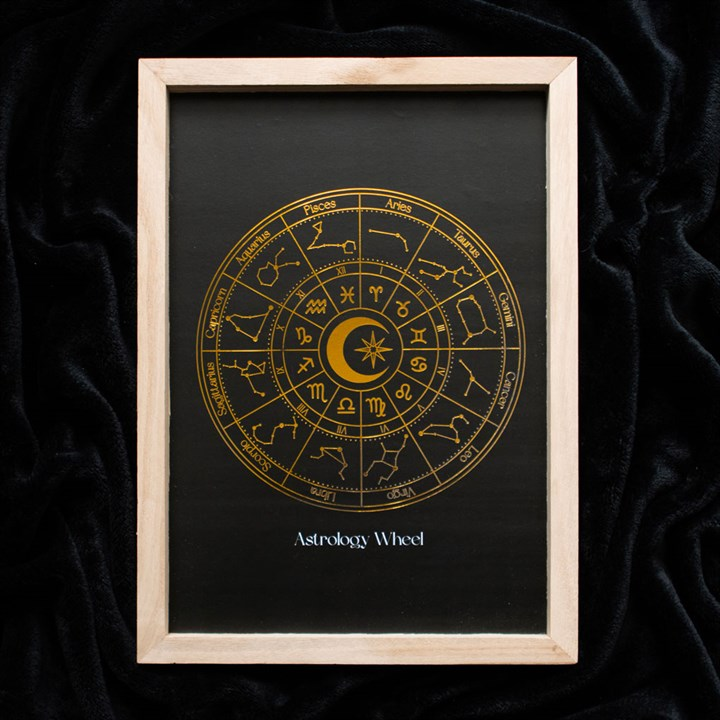 Black Astrology Wheel Framed Wall Art Print, image 1 of 5