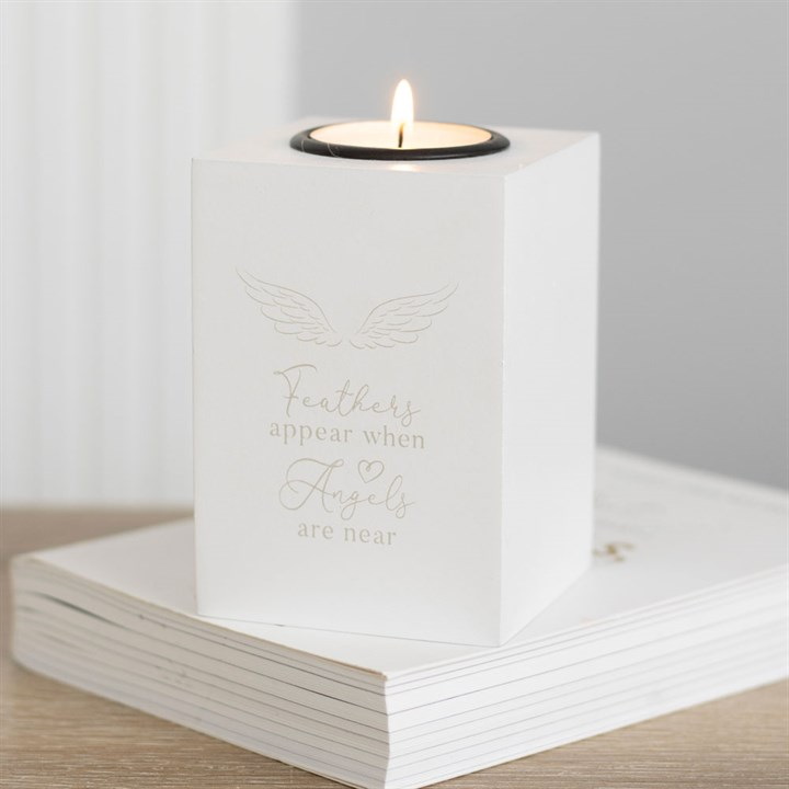 Feathers Appear Angel Wing Tealight Holder, image 1 of 3