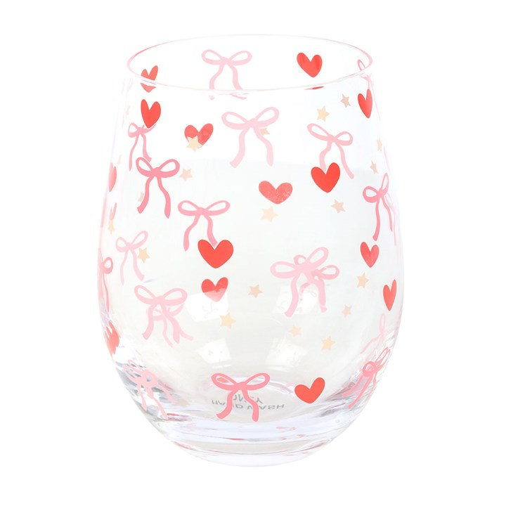 Bow and Heart Print Stemless Glass, image 2 of 4